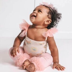 NWT POSH PEANUT Pandora Tule bodysuit ✨gold foil✨ 6-12m $28 OBO